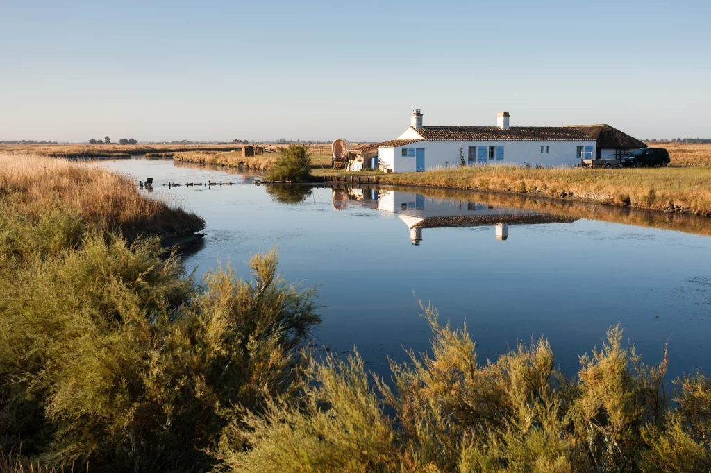 Cabane au bord de l'eau en Camargue.